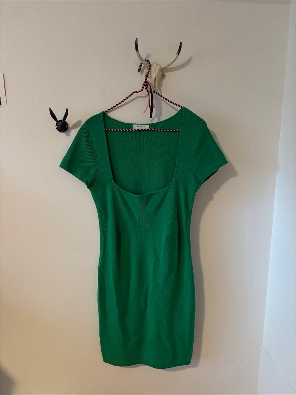 Aritzia’s Babaton Green Scoop Neck Short Sleeve Bodycon Dress